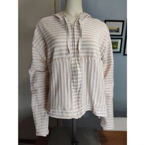 Columbia Orange Striped Cotton Blend Zip Up Hoodie